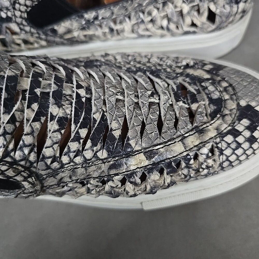 Tory Burch Womens Shoes Sz 10.5 Huarache Weave Snakeskin Leather Slip On Sneaker - Picture 6 of 11